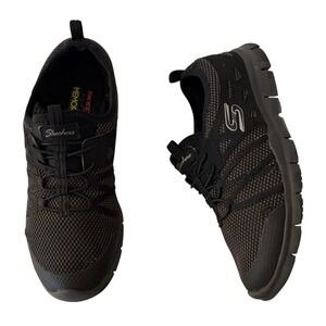 Sketchers Air Cooled Memory Foam Black Mesh Slip On Sneakers Size 8